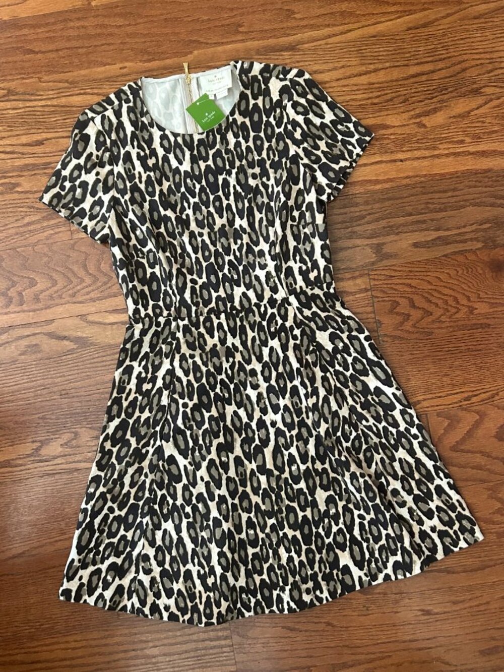 NWT Kate Spade New York Autumn Leopard Fit-and-Flare Dress Classic Beige Size 6 - Picture 4 of 15
